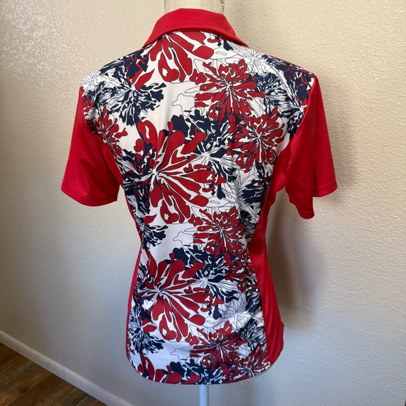 Monterey Club Women's Popcorntique Print Block Golf Polo Shirt - Size Medium - Picture 7 of 16